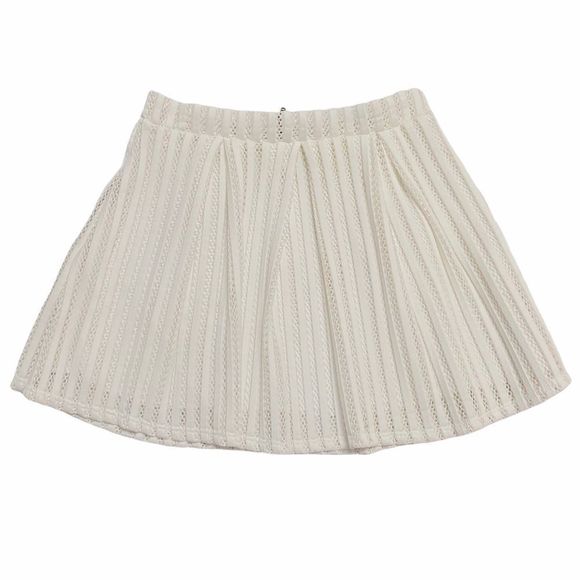 SAGE White Pleated Mesh Mini Skirt